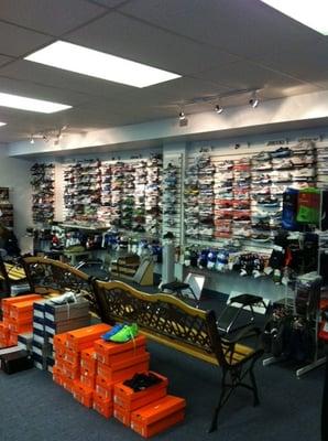 Running, racing, cross training, and walking shoes in a wide range of sizes for men, women, and children