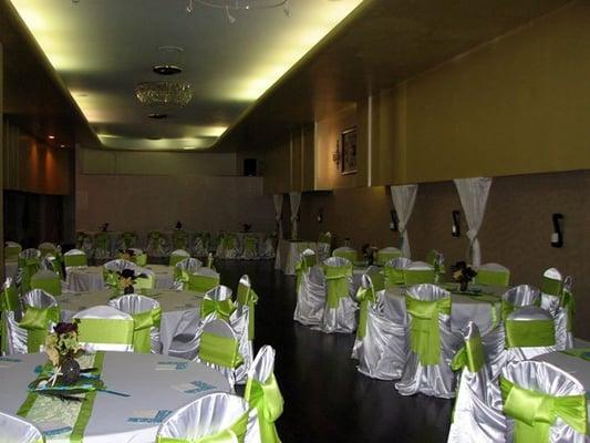 Green and White Wedding Reception