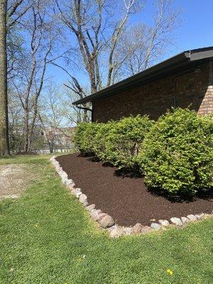 Premium brown mulch freshly laid this Spring.