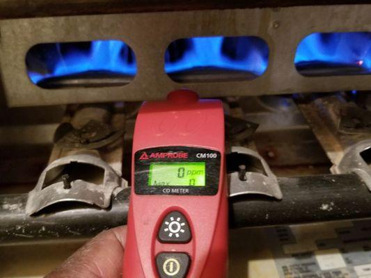 Carbon Monoxide testing for gas furnaces and hot water heaters