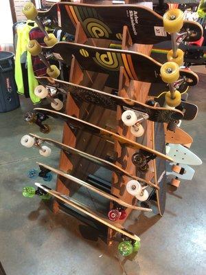 A selection of longboards