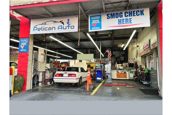 Smog check bays at Pelican Auto