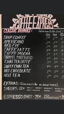 Coffee Menu