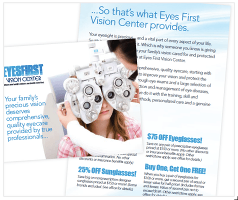 Patient referral invitation for Eyes First Vision Center.