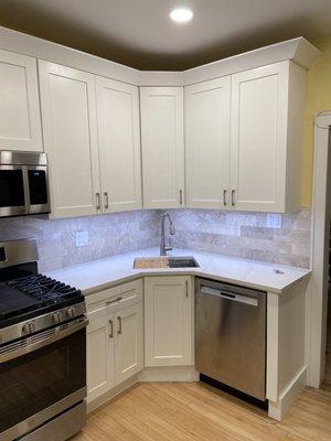 Marble back splash in my newly remodeled kitchen. Way cool!