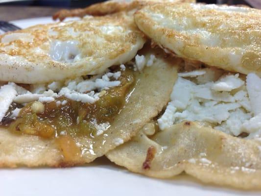 Huevos Rancheros -tortillas pressed right there and home made salsa ranchera