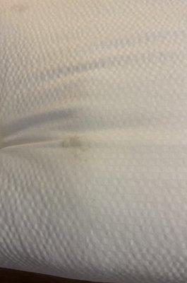 MORE UNKNOWN STAINS ON THE BED COVER.