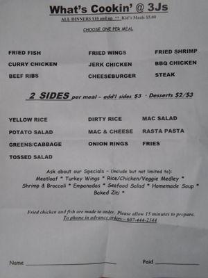 menu