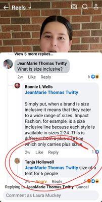 One of your agents Tanja Hollowell feels it appropriate to shame a lady online trying on a new dress because of her size. Do better Tanja.