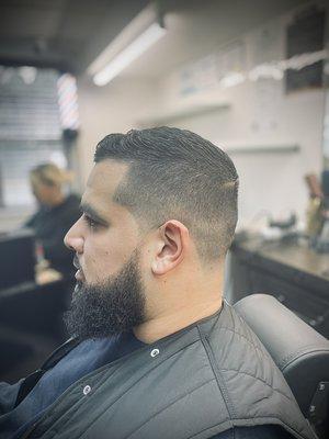 #1 fade with beard lineup