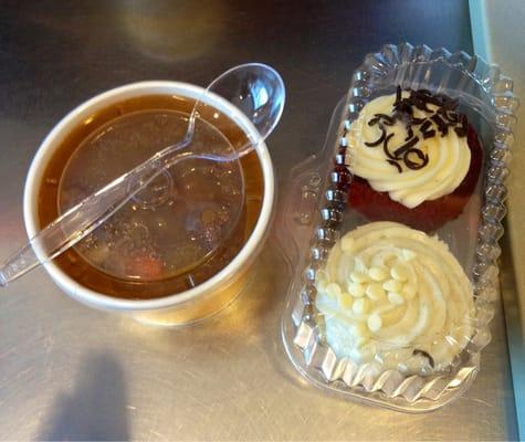 Beef stew and cupcakes for breakfast!