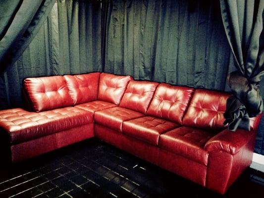 Red leather sectional. $899.95