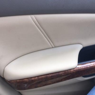 Here is the beautiful repair job to my armrest