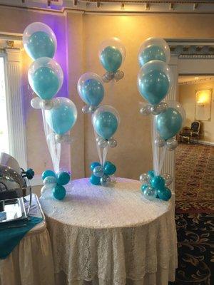 Balloon arrangements make great centerpieces for tables. Can also be made as floor arrangements.