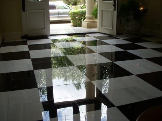 Black and White Marble can be the two most challenging types of marble to produce a deep mirror like reflection.