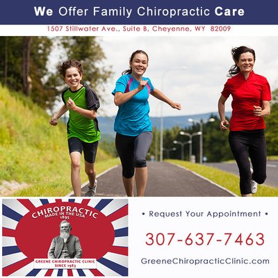 Family chiropractic care Cheyenne, WY by Greene Chiropractic Clinic. Call our Cheyenne chiropractor: 307-637-7463.