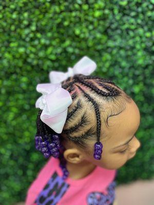 Kids Braids with Bows and Beads