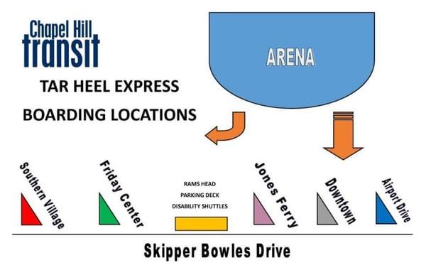 Bus pick-up locations.