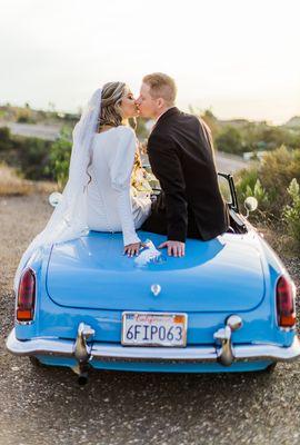 Bride and groom and mariposa estate in Escondido