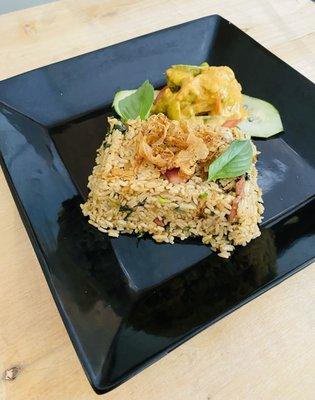 Thai Red Curry & Basil Fried Rice (Chicken & Veggie option available) by CurryHub