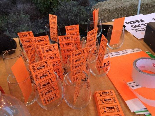 Glasses with tasting tickets. We were open from 3pm to 8pm. We will do it again next year