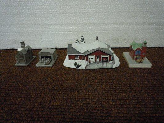 Two Pewter firehouses, Rockwell made by Bradford Exchange, Sebastian horse drawn with firehouse