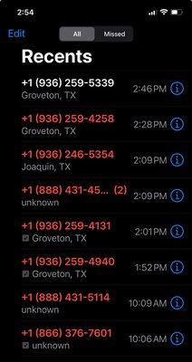 Nine phone calls in the past 3.5 hours.