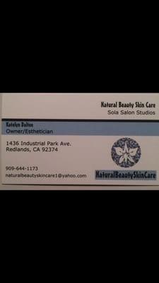 Owner of natural beauty skin care my business card feel free to contact me with any questions you might have