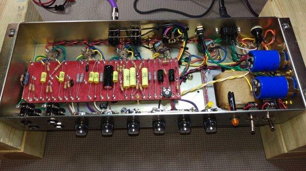 TIO-45 hand wired guitar amplifier built in the Tone I/O lab