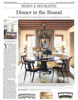 Our custom half-round bench appeared in the Wall Street Journal!