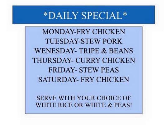 Daily special menu