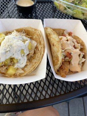 Two types of fish tacos