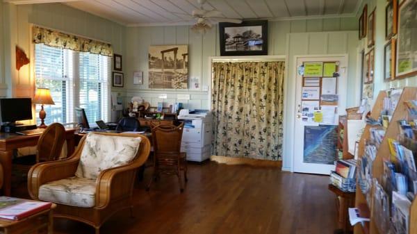 Interior of the Visitor and Business Services Center. The 1930 building is an excellent example of plantation, vernacular architecture.