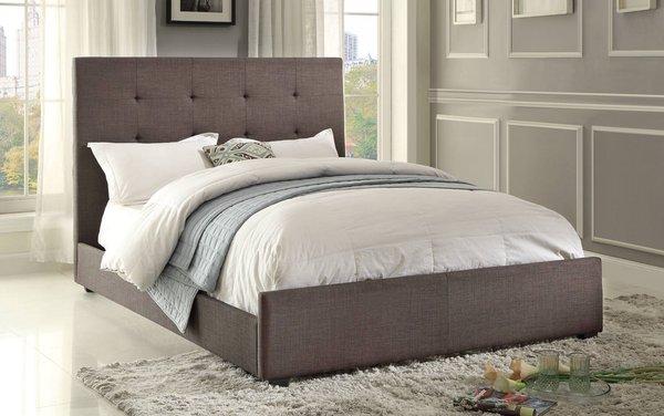 Queen-size dark gray upholstered bed frame $179