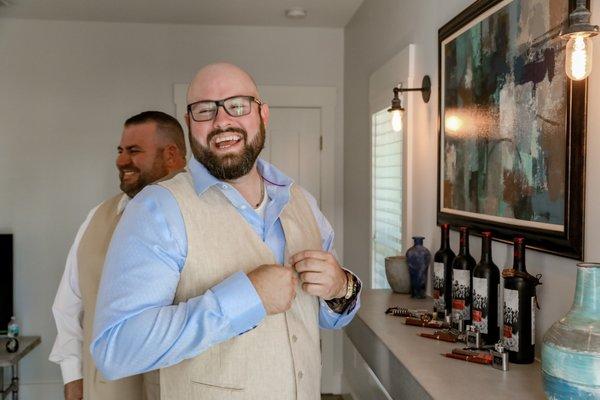 The Groom goofing around getting ready - St Augustine Florida March 2020