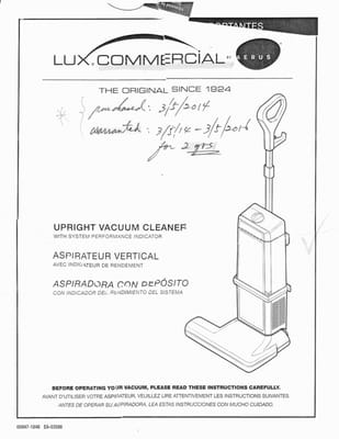 Electrolux Commercial, sold in Mar 2014 (outdated Model)