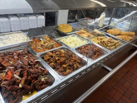 Cafeteria displays food