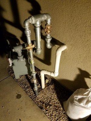 Add gas line for spa with commercial grade individual gas line shut-off valves.