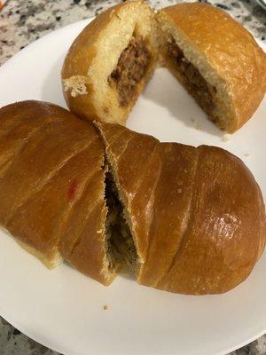 Spicy boudin and beef brisket kolache