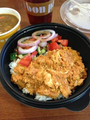 Mayan chicken bowl and peach tea!!