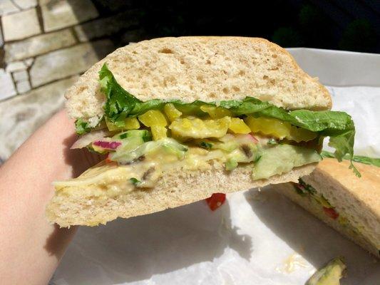 Avocado Lotus Sandwich (close up)