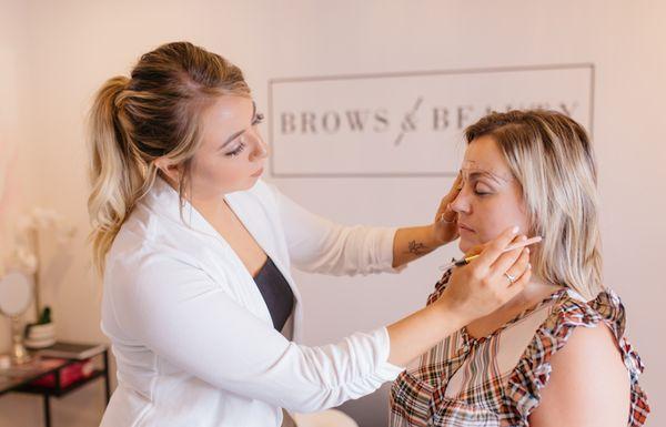 Each Client is consulted and educated on the perfect shape for their brows during the microblading consultation.