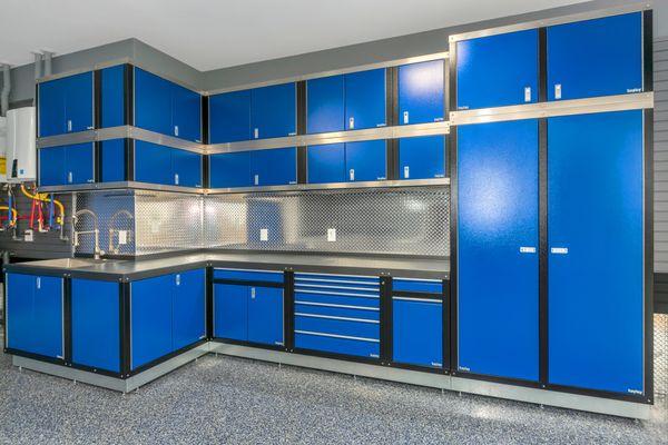 Our high quality garage storage cabinets are extremely durable and there are a number of color, style, and component designs to choose from.