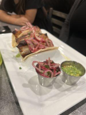 Pork belly tacos