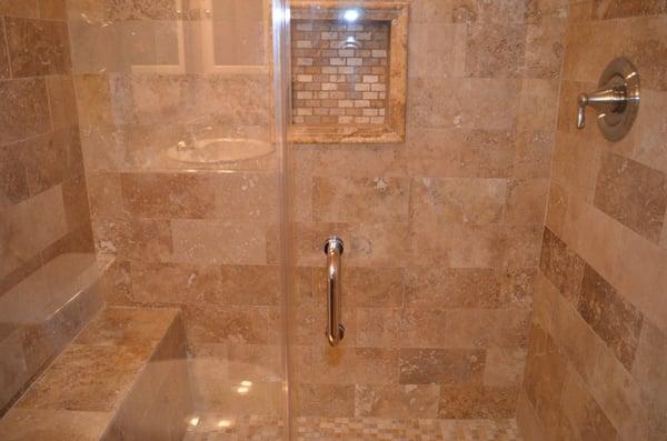 Shower Wrap with Travertine