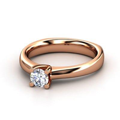 Say, I do, 14k Rose Gold Round Prong Solitaire Diamond Ring