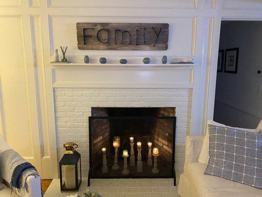 After - living room fireplace