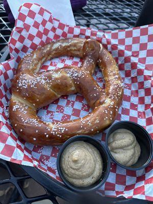 Yummy Handmade Bavarian Pretzel with mustard