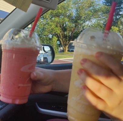 Strawberry Smoothie & Pina Colada Smoothie...YUM!!