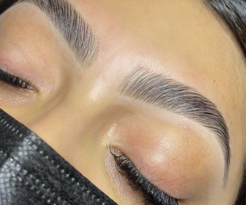 Brow lamination with shaping and tint